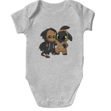 Детское боди Toothless and baby groot