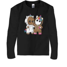 Детский лонгслив Baby groot and unicorn