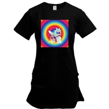 Удлиненная футболка Rick and Morty rainbow
