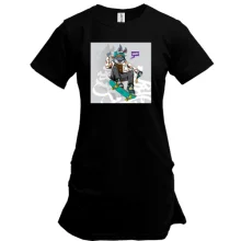 Подовжена футболка Hare on a skateboard