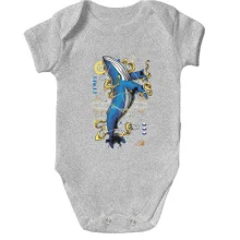 Детское боди Whale upright art
