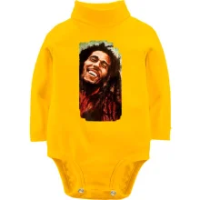 Детское боди с длинным рукавом с улыбающимся Bob Marley