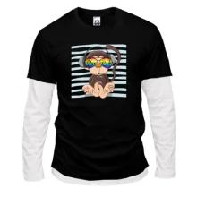 Мужской лонгслив Комби Baby monkey with glasses