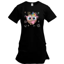 Удлиненная футболка Baby owl with heart