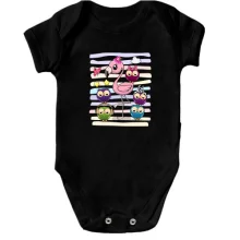 Детское боди Baby flamingo with owls
