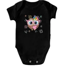 Детское боди Baby owl with heart