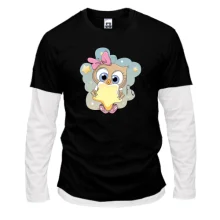 Мужской лонгслив Комби Baby owl with a star