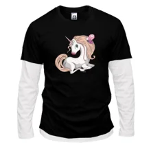Мужской лонгслив Комби Baby unicorn with butterfly