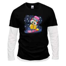 Мужской лонгслив Комби Baby owl snowboard