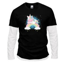 Мужской лонгслив Комби Baby unicorn on a rainbow