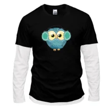 Мужской лонгслив Комби Owl in headphones