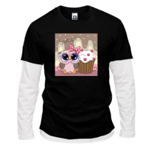 Мужской лонгслив Комби Baby owl with cupcake