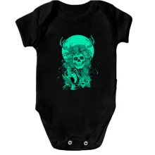 Детское боди Green moon and skull