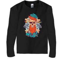 Детский лонгслив Skull with a red beard