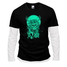 Комбинированный лонгслив Green moon and skull
