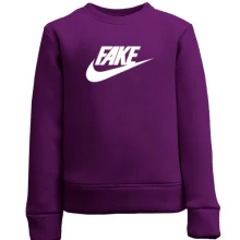 Детский свитшот с надписью "Fake" в стиле Nike