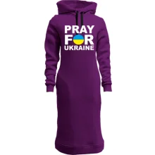 Худи платье с надписью «Pray for Ukraine» в сине-жёлтом круге