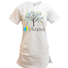 Подовжена футболка з деревом і написом «I love Ukraine»