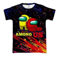 3D футболка с жёлтым и красным персонажами Among Us