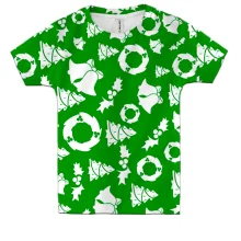 Детская 3D футболка Christmas green pattern