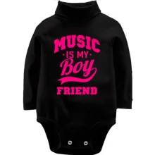 Детское боди с длинным рукавом Music is my boyfriend
