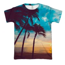 3D футболка Palm trees and sunset