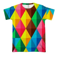 3D футболка Multicolored rhombuses