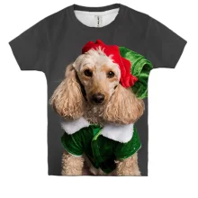 Детская 3D футболка New Year dog 2