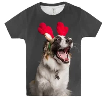 Детская 3D футболка New Year dog 3