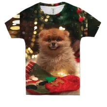 Детская 3D футболка New Year dog 4