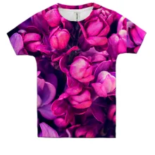 Дитяча 3D футболка Purple petals pattern