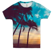 Детская 3D футболка Palm trees and sunset