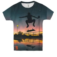 Детская 3D футболка Skate and sunset