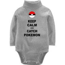 Детское боди с длинным рукавом Keep calm and catch pokemon