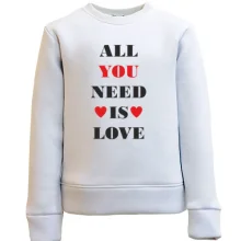 Детский свитшот с надписью «All you need is love» и сердцами