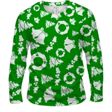 Мужской 3D лонгслив Christmas green pattern