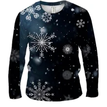 Мужской 3D лонгслив Snowflakes pattern 2