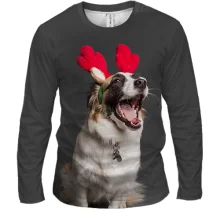 Мужской 3D лонгслив New Year dog 3