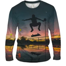 Мужской 3D лонгслив Skate and sunset