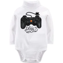 Дитяче боді з довгим рукавом з джойстиком і написом Play with me!