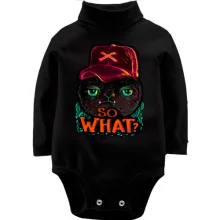 Дитяче боді з довгим рукавом з котом So what?