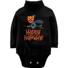 Детское боди с длинным рукавом Halloween с ведьмой на метле