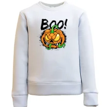 Детский свитшот со злой тыквой и надписью BOO