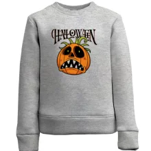 Детский свитшот с расстроенной тыквой и надписью Halloween