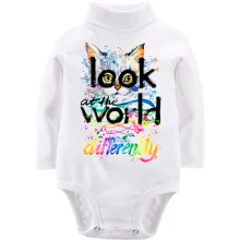 Детское боди с длинным рукавом с котенком Look at the world differently