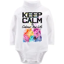 Детское боди с длинным рукавом Keep calm and colour your life с цветными зебрами