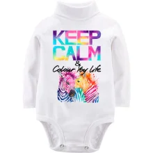 Детское боди с длинным рукавом Keep calm and colour your life с цветными зебрами (2)