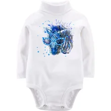 Детское боди с длинным рукавом с синей зеброй в очках