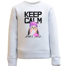 Детский свитшот Keep calm and kiss me с Йоркширским терьером