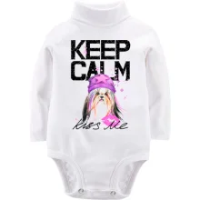 Дитяче боді з довгим рукавом Keep calm and kiss me з Йоркширським тер'єром